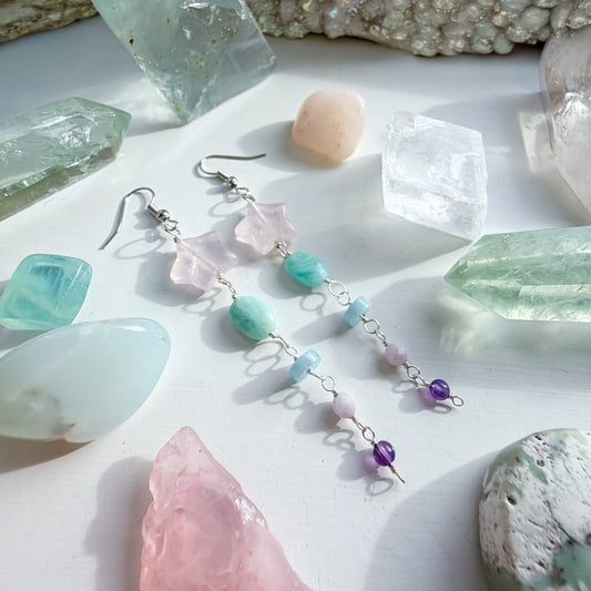 ✨🌟💎 Starseed Dream Earrings 💎🌟✨ - Rose Quartz, Amazonite, Aquamarine, Kunzite and Amethyst Earrings