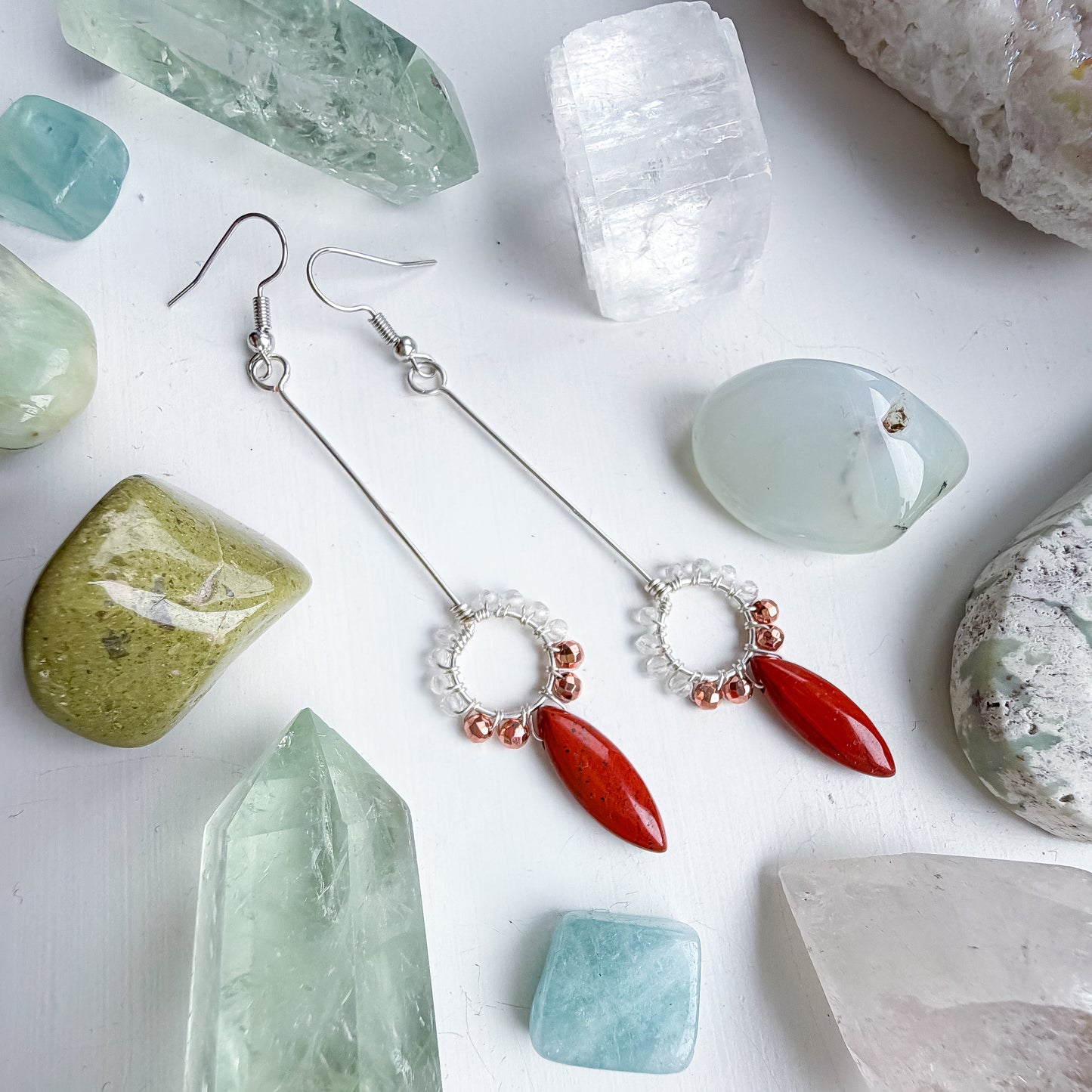 🌳 Grounded Resolve Earrings – Clear Quartz, Hematite and Jasper Earrings