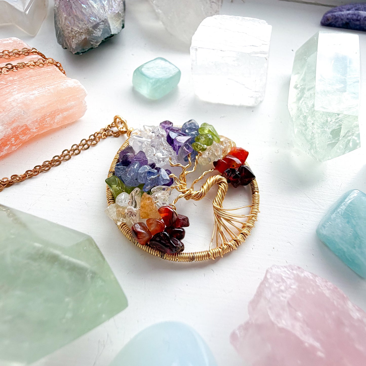 Gold Classic Chakra Tree Of Life Necklace