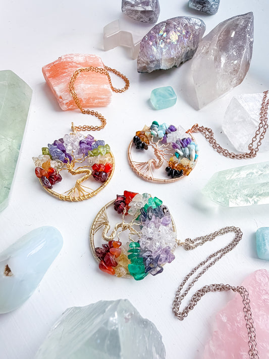 Silver Classic Chakra Tree Of Life Necklace