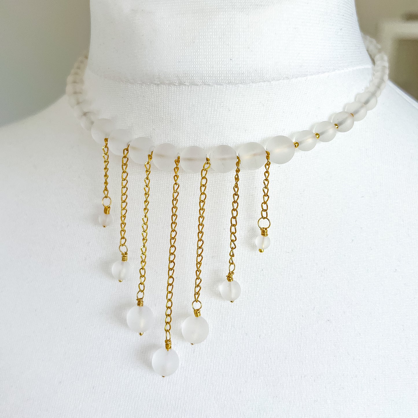 🤍✨Frosted Clear Quartz Graduated Cascade Necklace ✨🤍 Jewellery MakerTV Piece 🩷💚