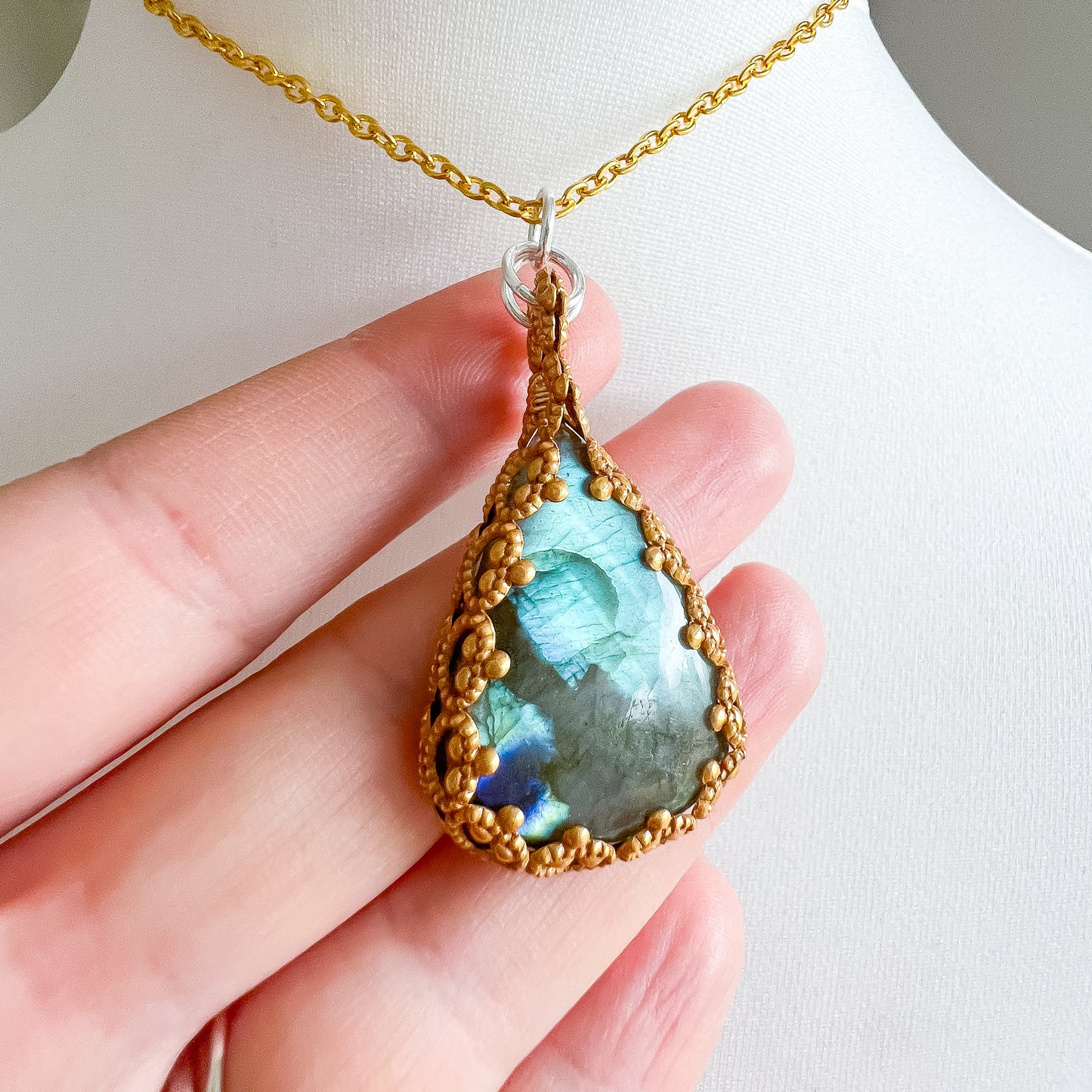 ✨💎 Dark Bronze Gallery Wire Labradorite Necklace 💎✨ Jewellery MakerTV Piece 🩷💚