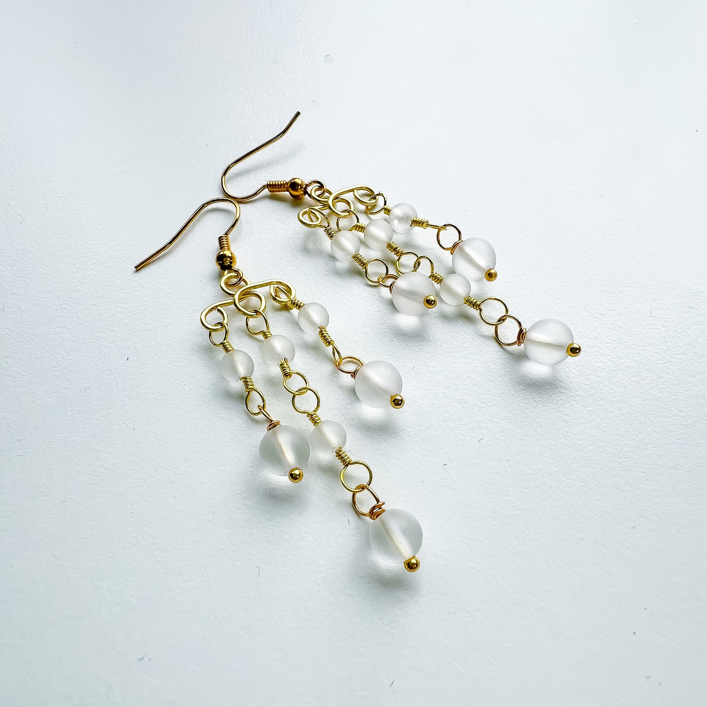 🤍✨Matte Clear Quartz Graduated Cascade Earrings ✨🤍 Jewellery MakerTV Piece 🩷💚