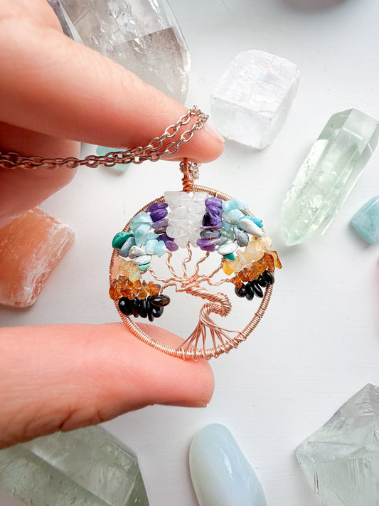 Rose Gold Alternative Chakra Tree Of Life Necklace