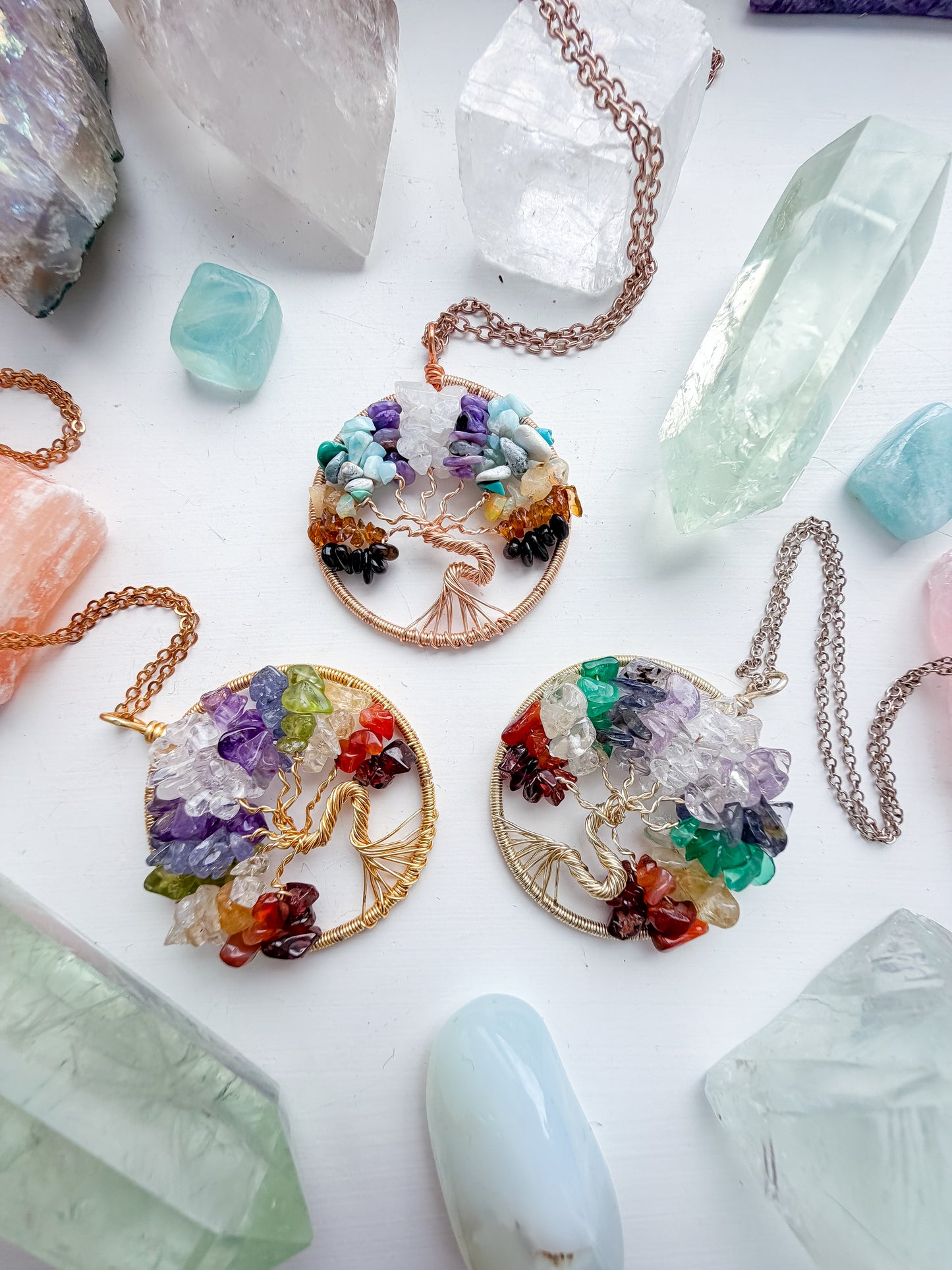 Rose Gold Alternative Chakra Tree Of Life Necklace