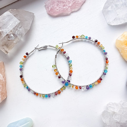. 🌈✨💎 Large Chakra hoop earrings 💎✨🌈