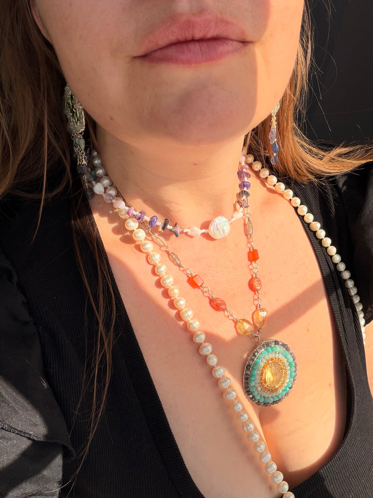 . 🌈✨💎 Crown & Third Eye Chakra Pearl Choker 💎✨🌈
