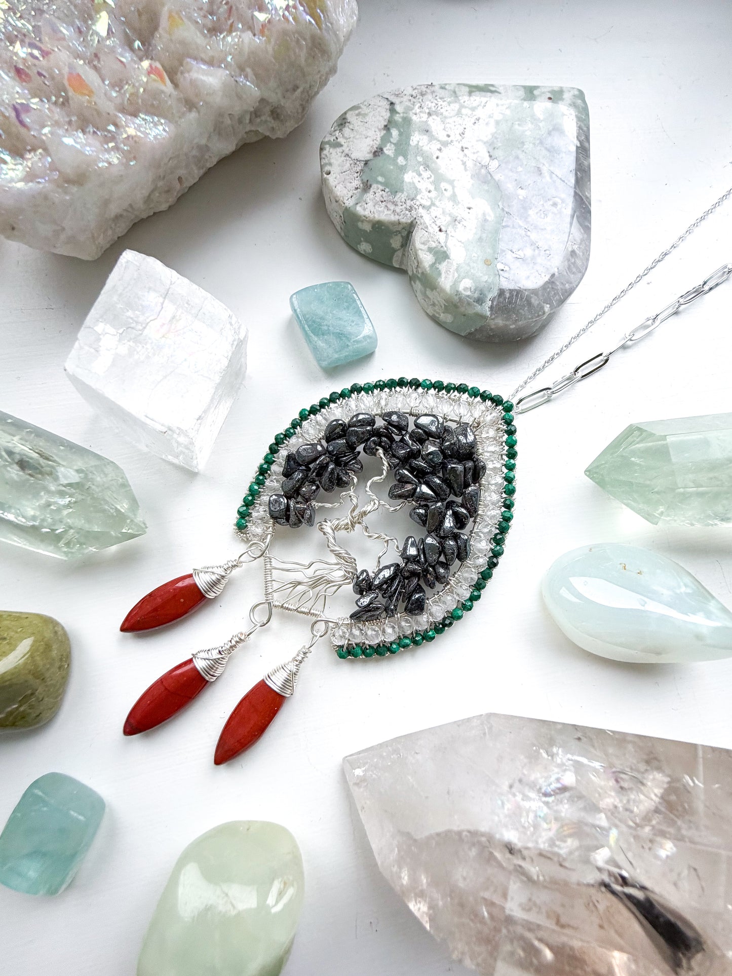 🌳 Boundaries Are Sacred – Grounding Hematite Tree of Life Talisman Necklace