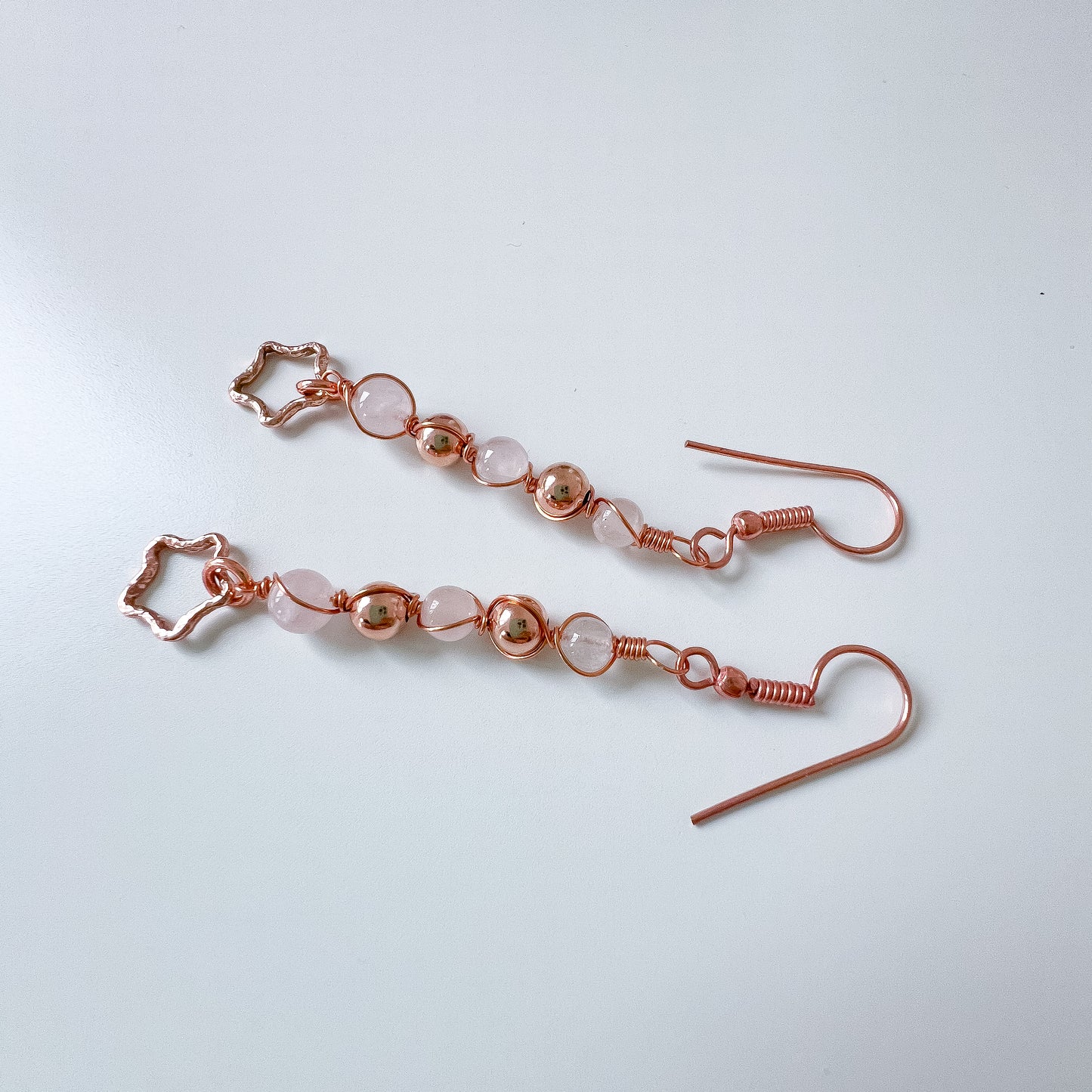 🌸 Rose Quartz star drop earrings 🌟🌸 Jewellery MakerTV Piece 🩷💚