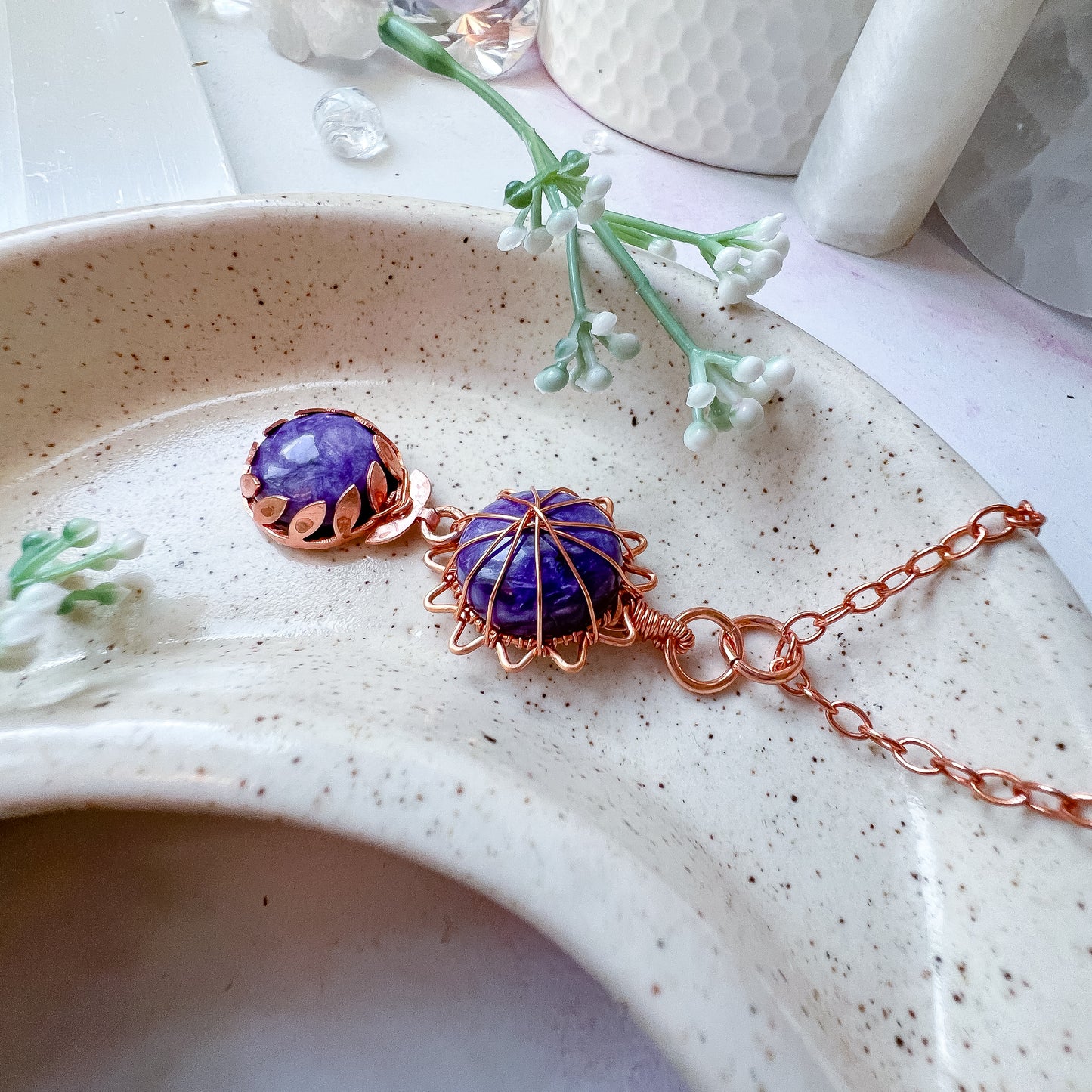 💜✨ Charoite Sunburst Duo Necklace ✨💜 Jewellery MakerTV Piece 🩷💚