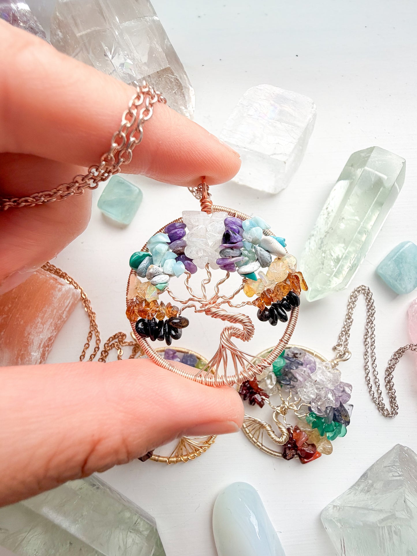 Rose Gold Alternative Chakra Tree Of Life Necklace