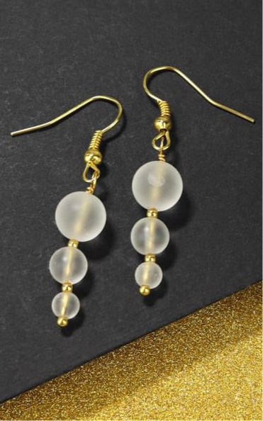 🤍✨Matte Clear Quartz Graduated Earrings ✨🤍 Jewellery MakerTV Piece 🩷💚