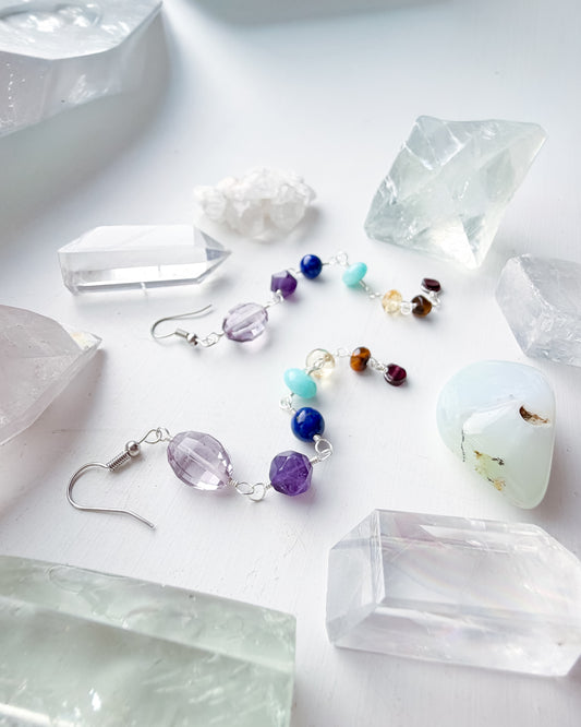 . 🌈✨💎 Chakra Pink Amethyst Earrings 💎✨🌈