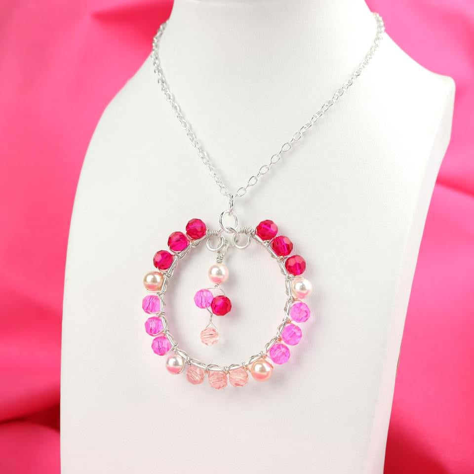 🩷🌸 Pink Blossom Circle Necklace ✨ Jewellery MakerTV Piece 🩷💚