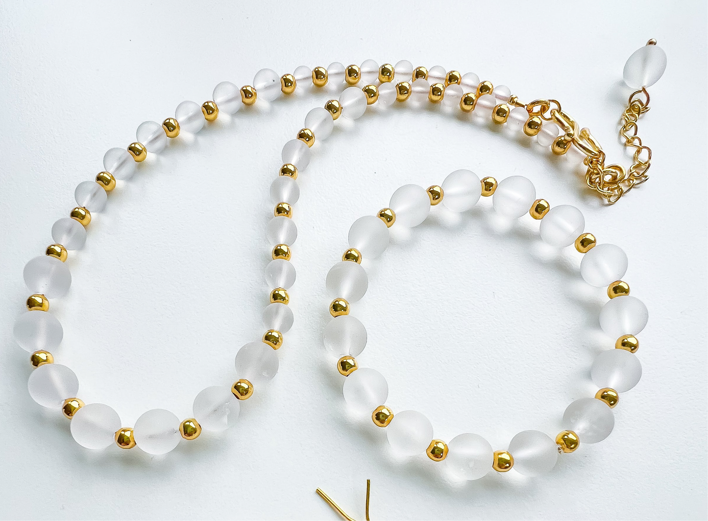 🤍✨Frosted Clear Quartz Graduated Necklace ✨🤍 Jewellery MakerTV Piece 🩷💚