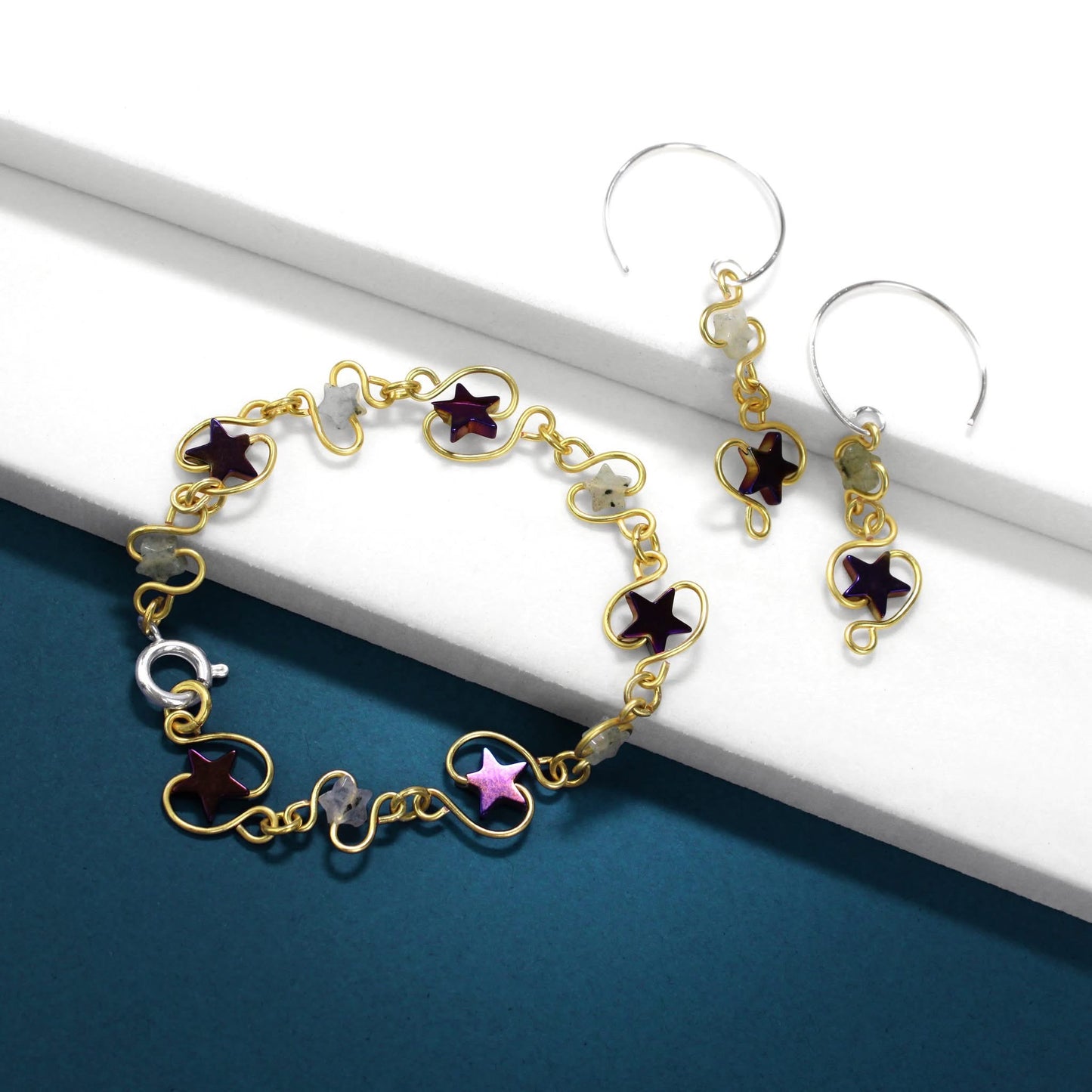 ✨🌌🌈 Star Bracelet and Earring set 🌈🌌✨ Jewellery MakerTV Piece 🩷💚