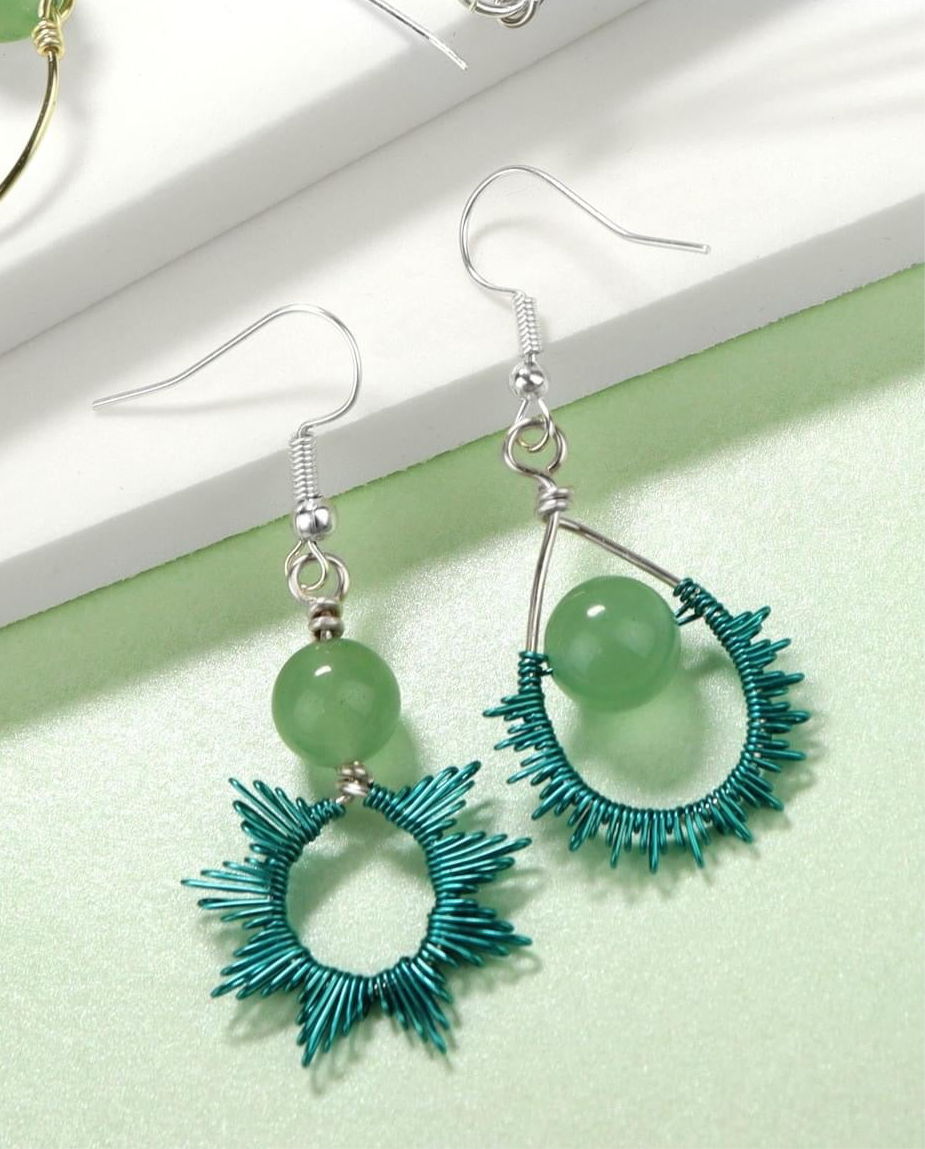 🌿🌞 Aventurine Sunburst Mismatch Earrings 🌞🌿 Jewellery MakerTV Piece 🩷💚