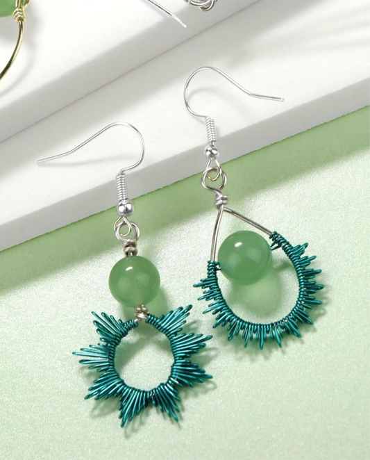 🌿🌞 Aventurine Sunburst Mismatch Earrings 🌞🌿 Jewellery MakerTV Piece 🩷💚