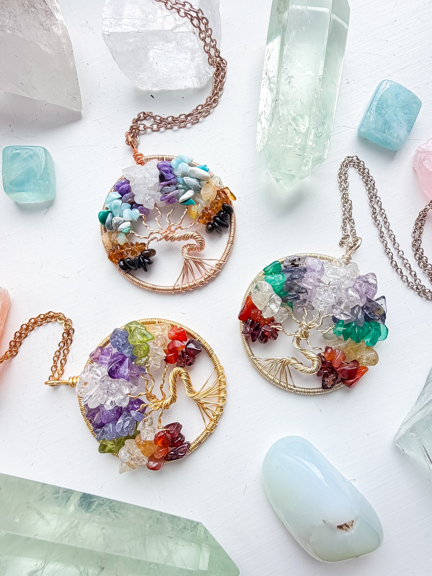 Rose Gold Alternative Chakra Tree Of Life Necklace