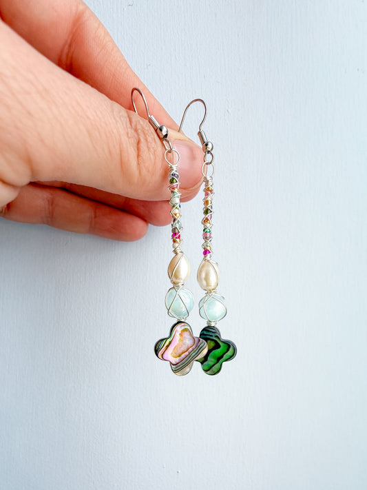 ✨🧜‍♀️🌈 Rainbow Mermaid Earrings 🌈🧜‍♀️✨  Abalone & Pearl Dangle Earrings | Handmade Shell Earrings
