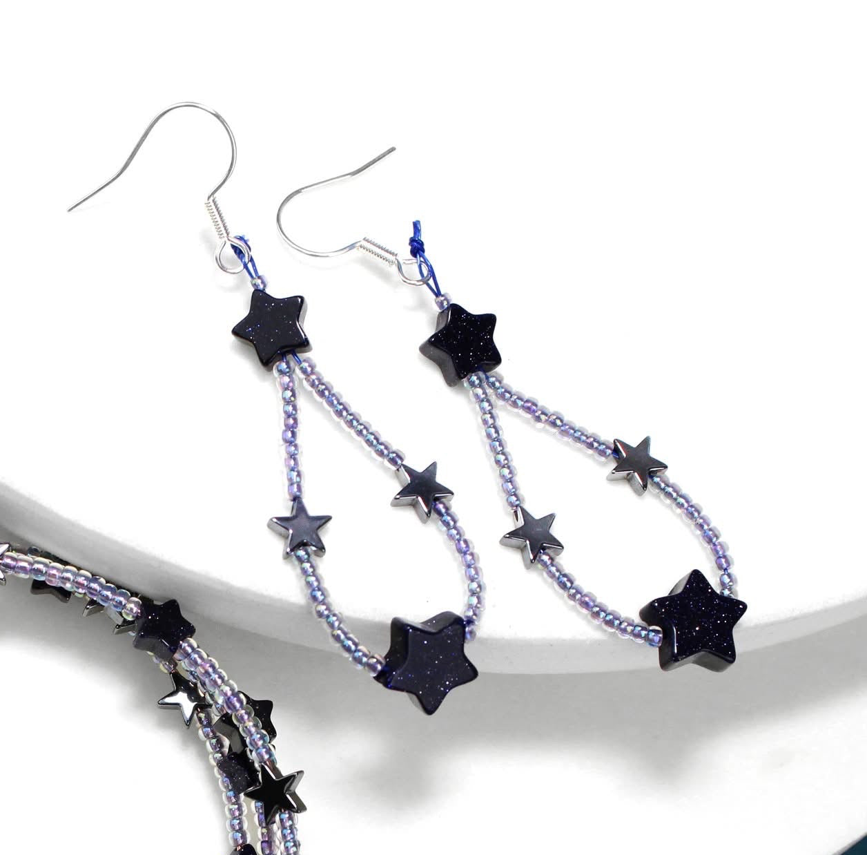 ✨🌌 Midnight Spark Star Earrings 🌌✨ Jewellery MakerTV Piece 🩷💚