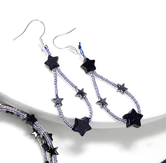 ✨🌌 Midnight Spark Star Earrings 🌌✨ Jewellery MakerTV Piece 🩷💚