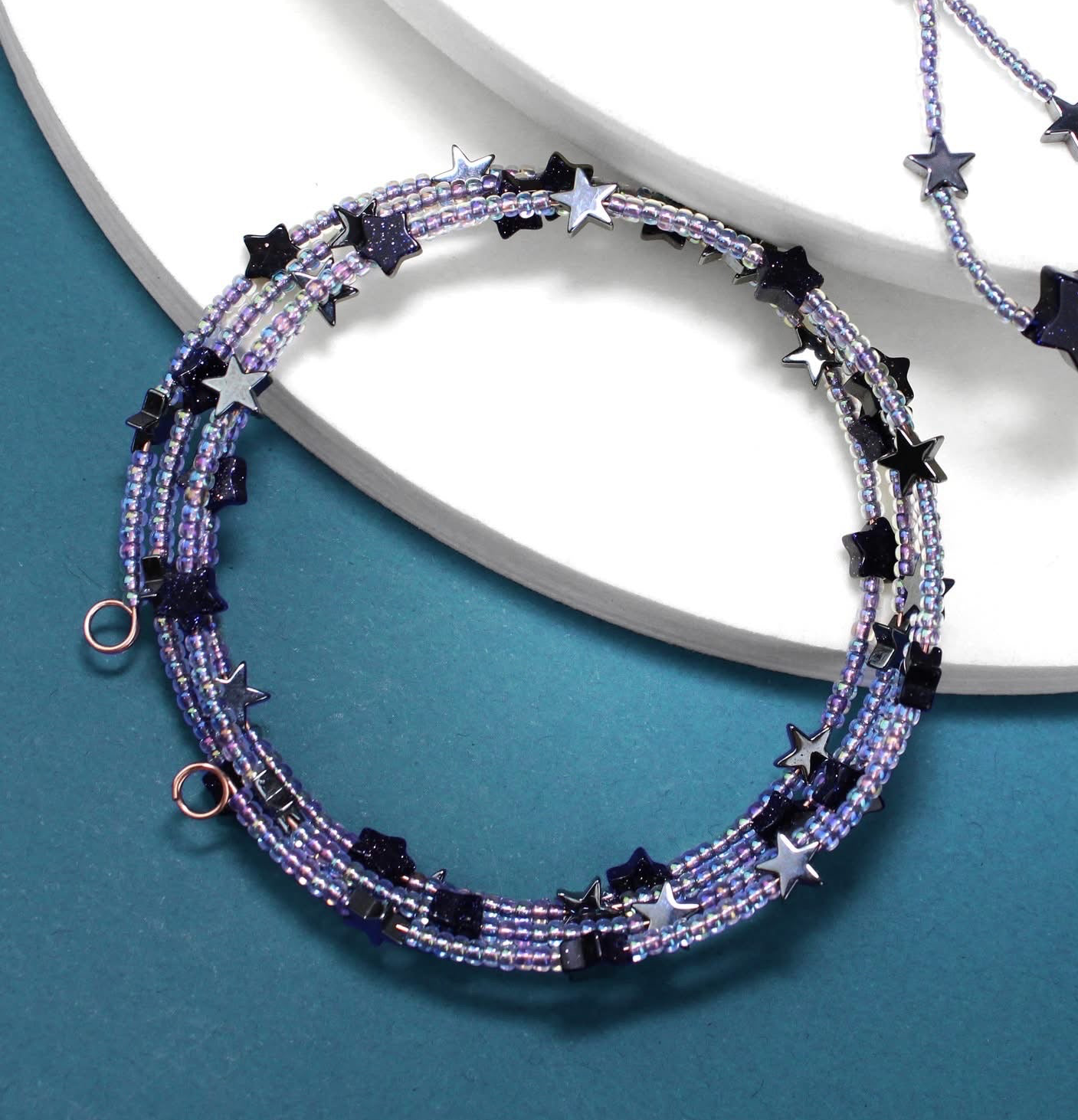 ✨🌌 Midnight Spark Star Memory Wire Bracelet 🌌✨ Jewellery MakerTV Piece 🩷💚