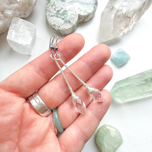 ✨ Inner Glow Drops - Clear Quartz Long Drop Earrings