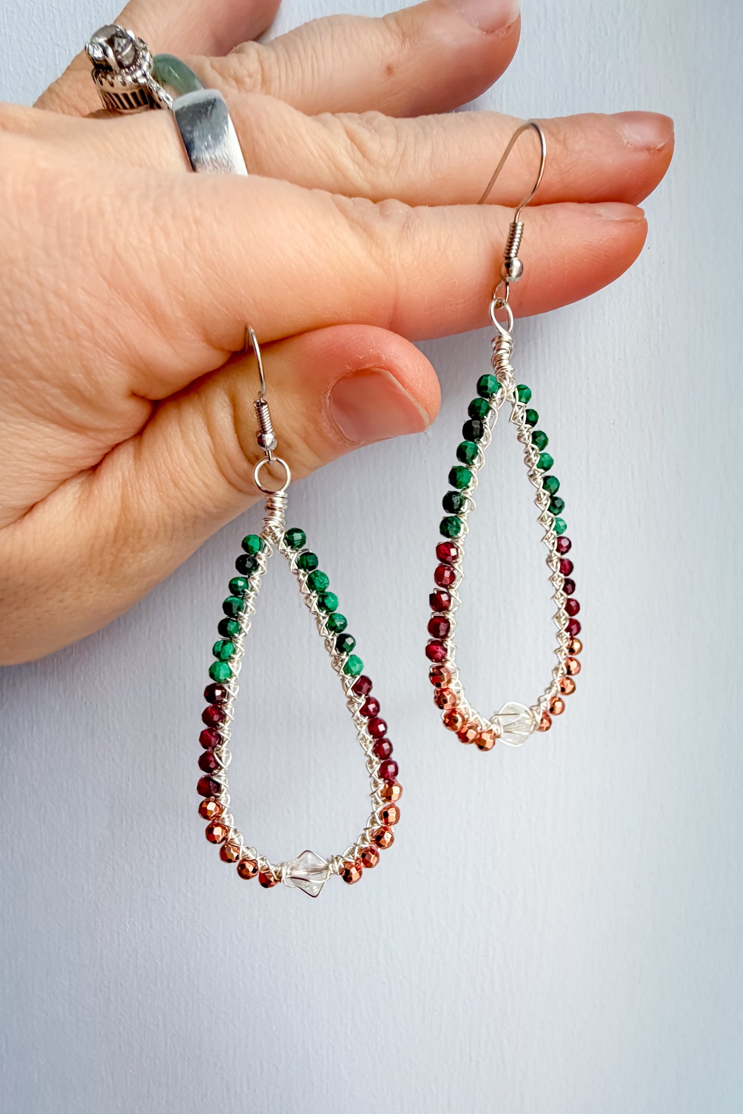 🔥 Strength Without Armour – Power Drop Earrings – Clear Quartz, Malachite Garnet and Hematite