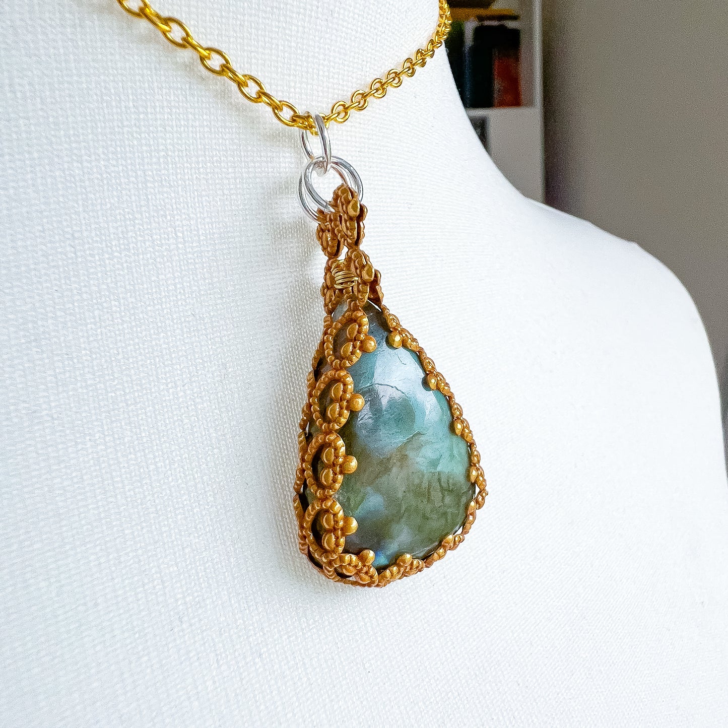 ✨💎 Dark Bronze Gallery Wire Labradorite Necklace 💎✨ Jewellery MakerTV Piece 🩷💚