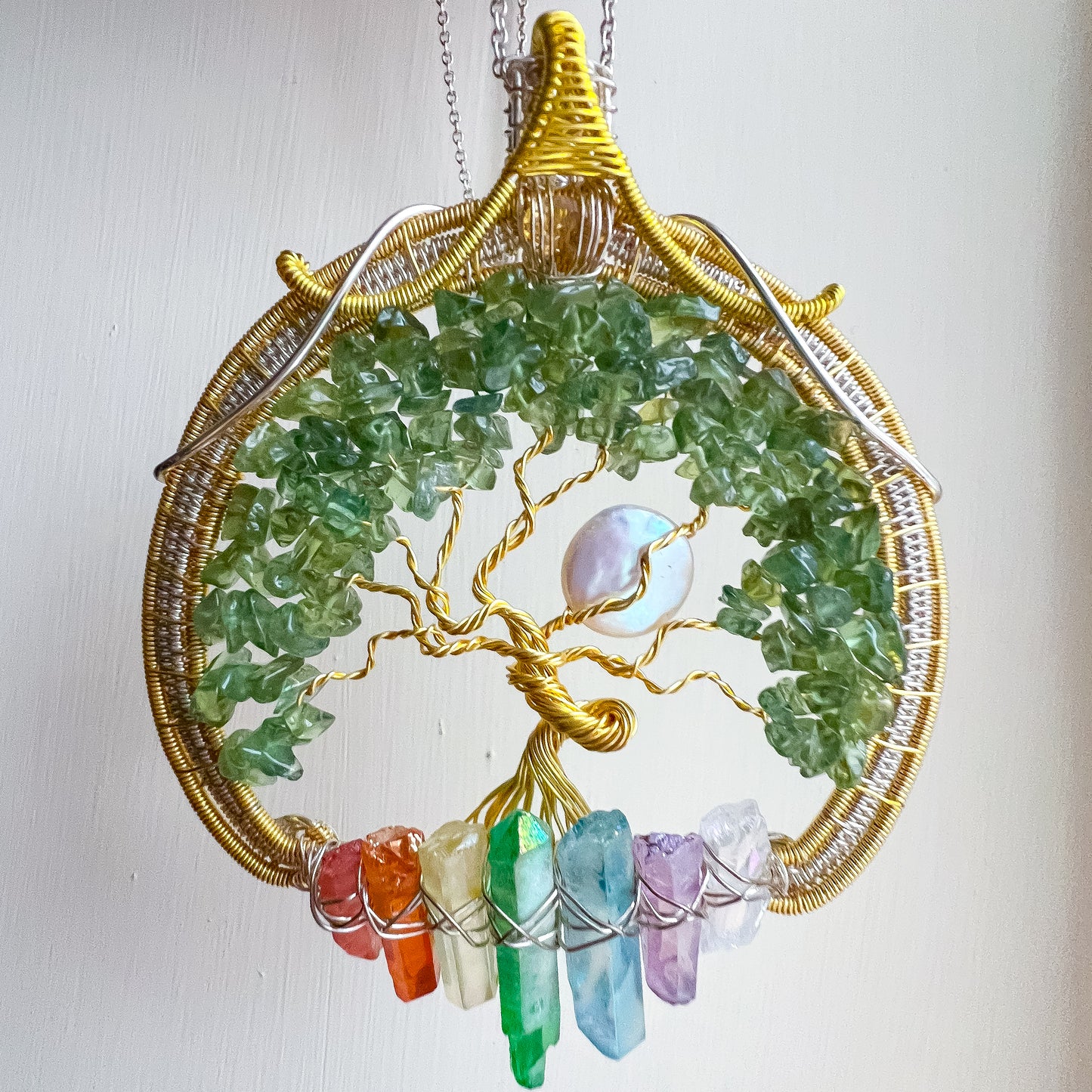 . 🌳✨💎 Enchanted Forest Collection 💎✨🌳 Green Apatite and Chakra Tree of Life Pendant