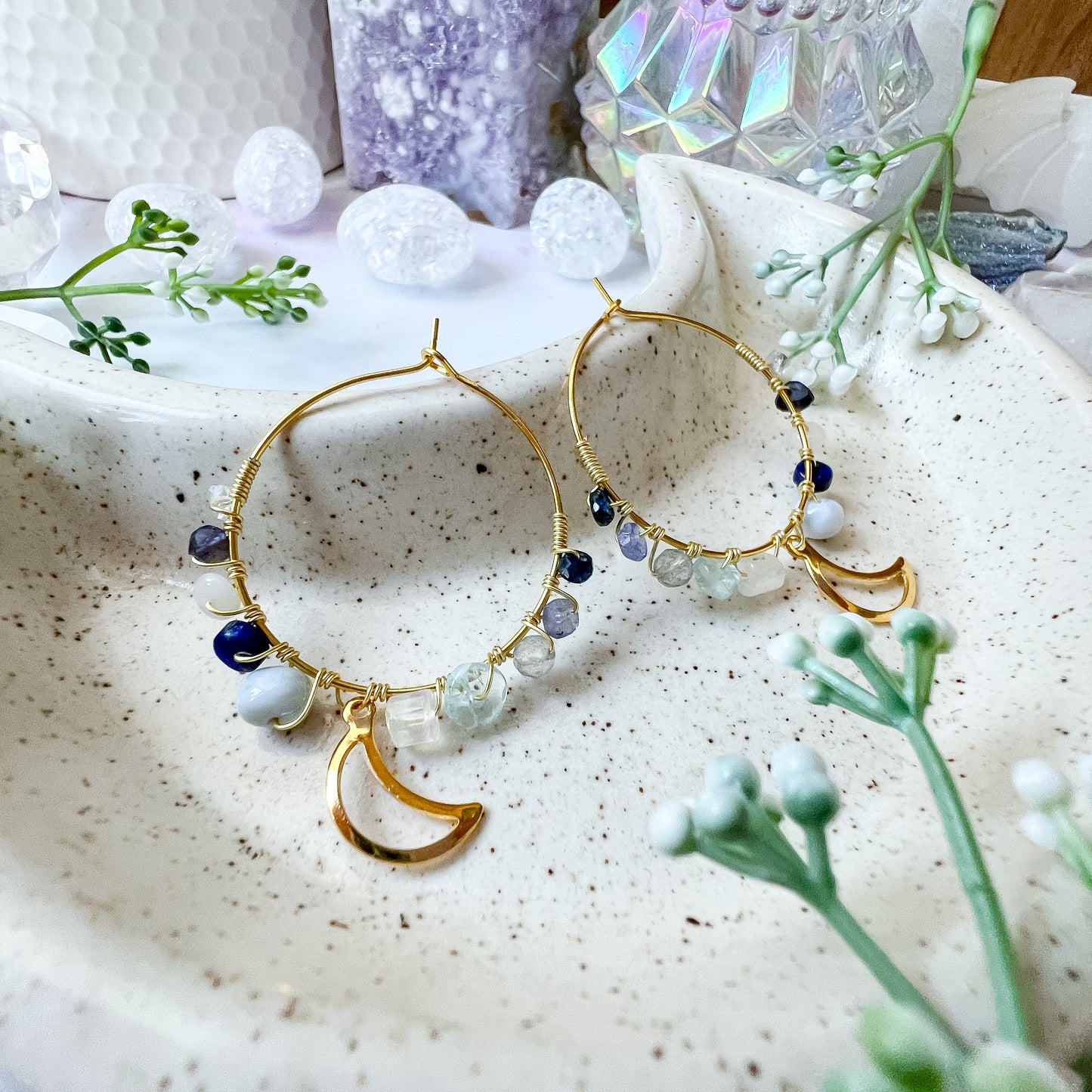 PRE-ORDERS - Gold colour - “Once in a blue moon” earrings