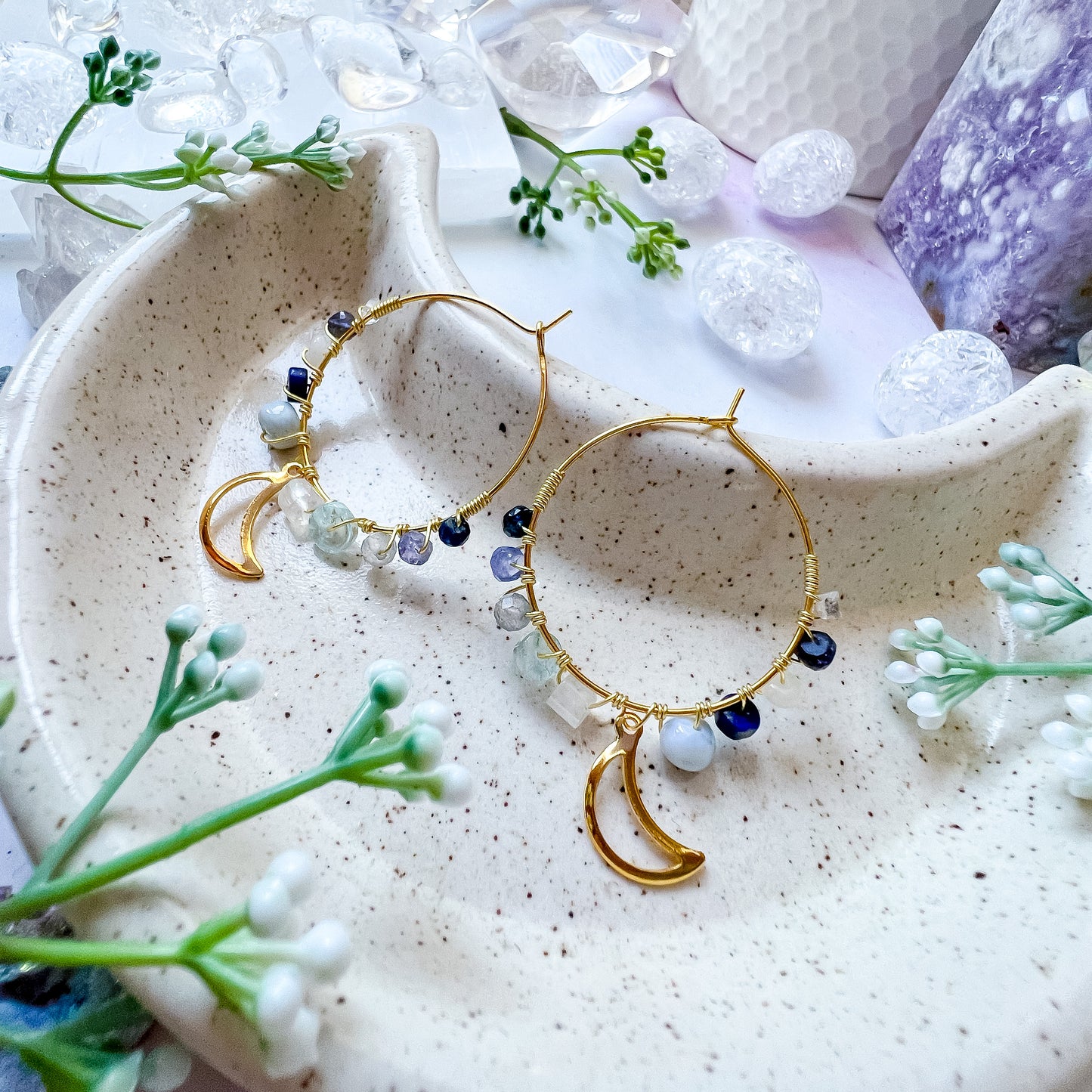 PRE-ORDERS - Gold colour - “Once in a blue moon” earrings