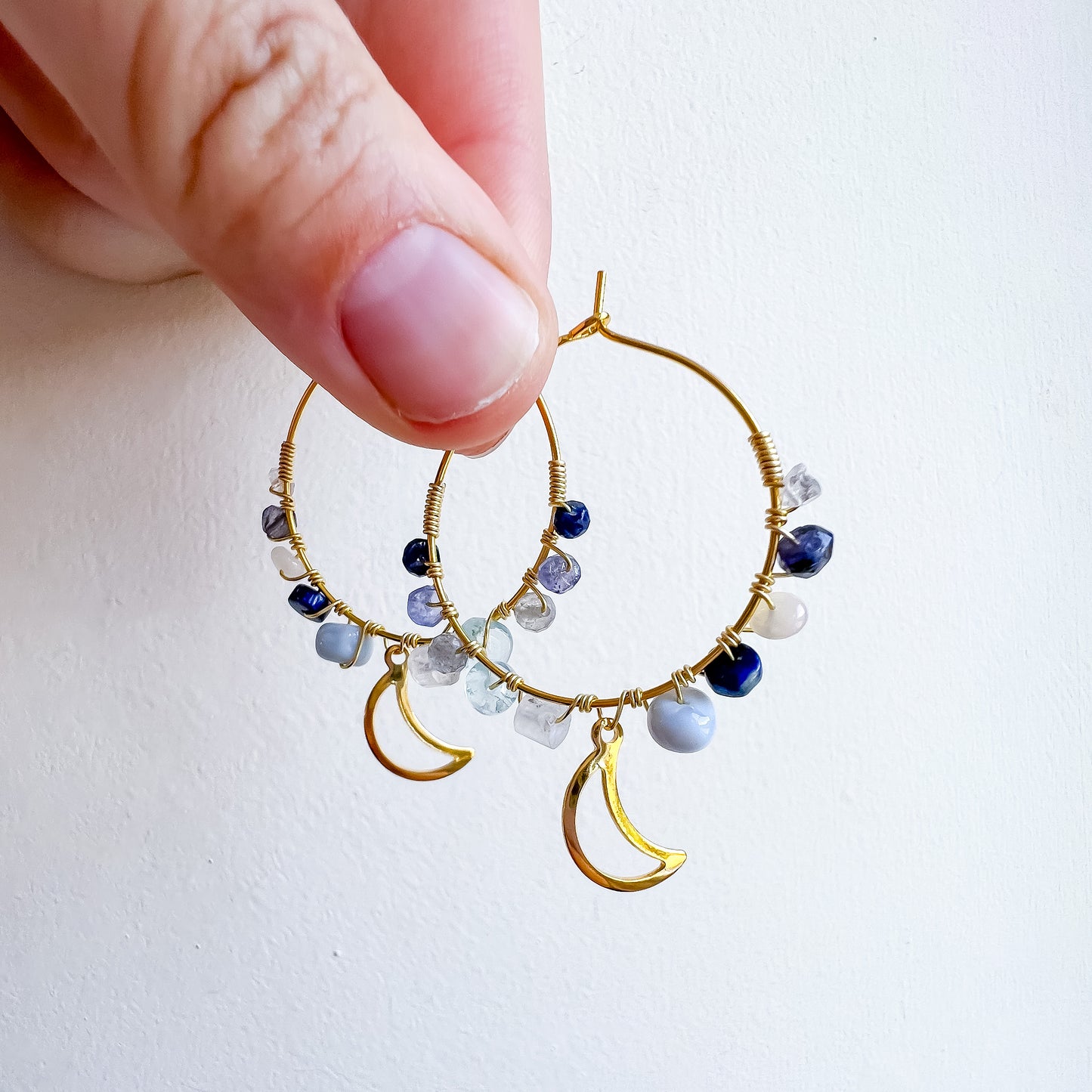 PRE-ORDERS - Gold colour - “Once in a blue moon” earrings