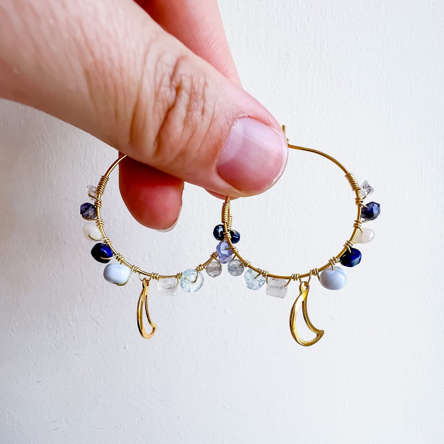 PRE-ORDERS - Gold colour - “Once in a blue moon” earrings
