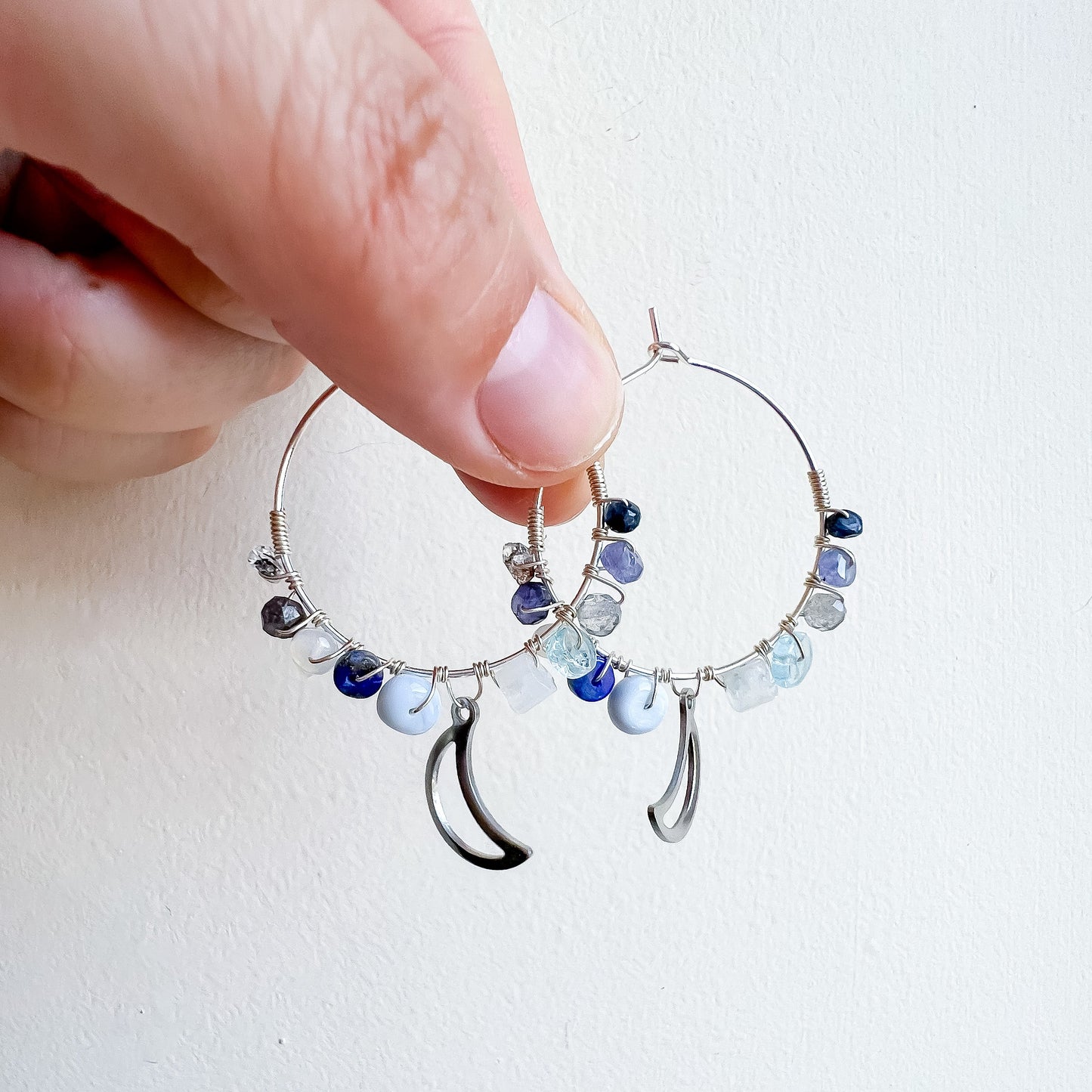 . PRE- ORDERS - Silver colour - “Once in a blue moon” earrings