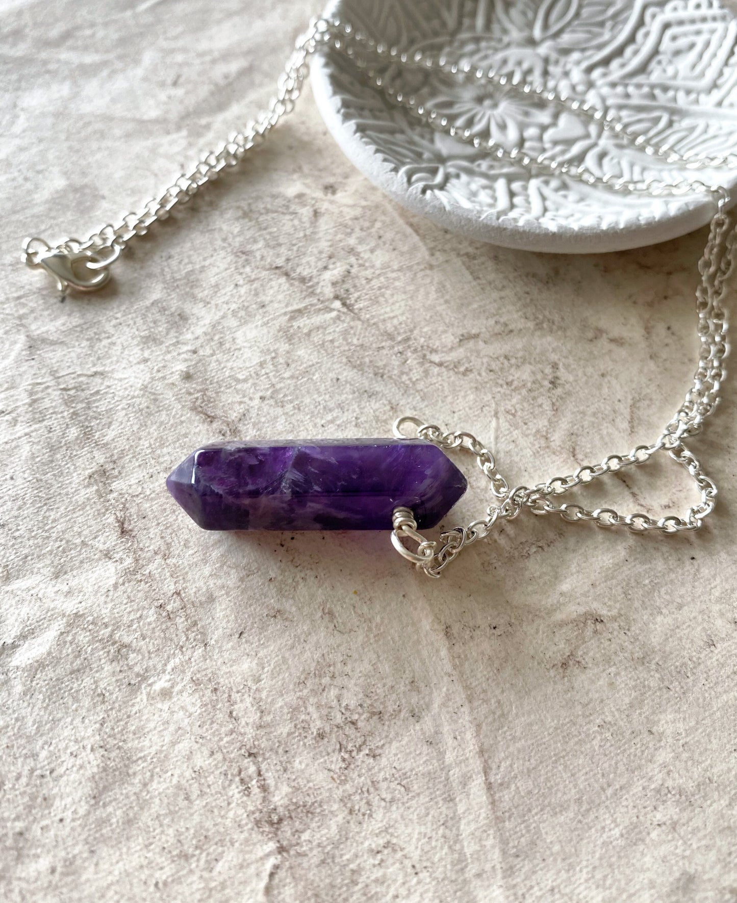 Purple Amethyst Point Necklace
