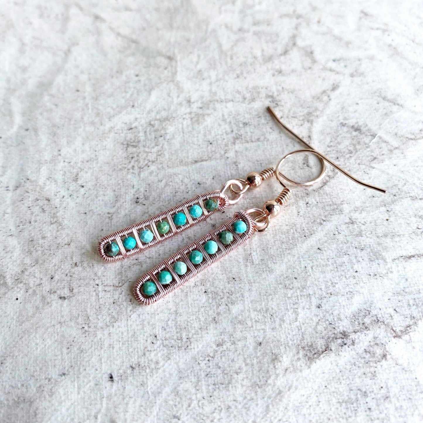 Turquoise ladder earrings in rose