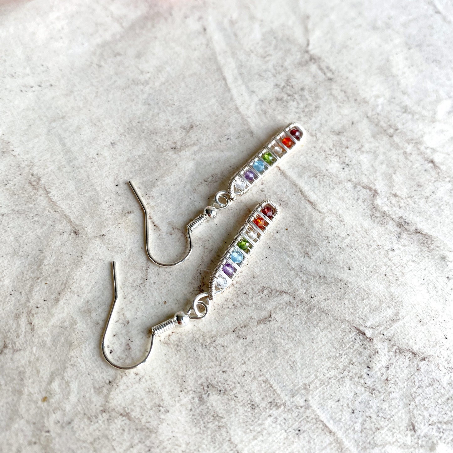 Ladder Chakra Earrings in Silver