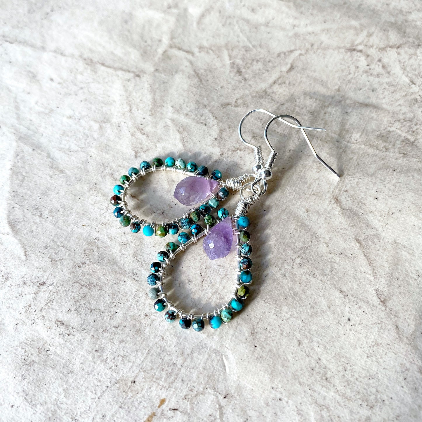 Turquoise and Amethyst Tudor Earrings