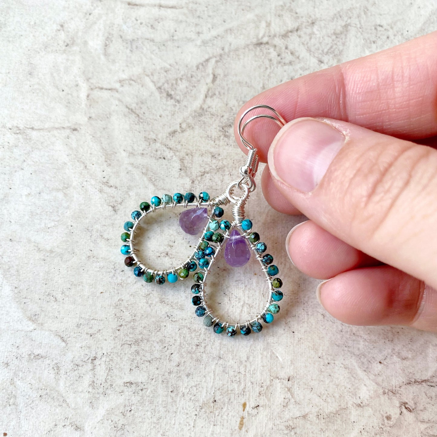 Turquoise and Amethyst Tudor Earrings