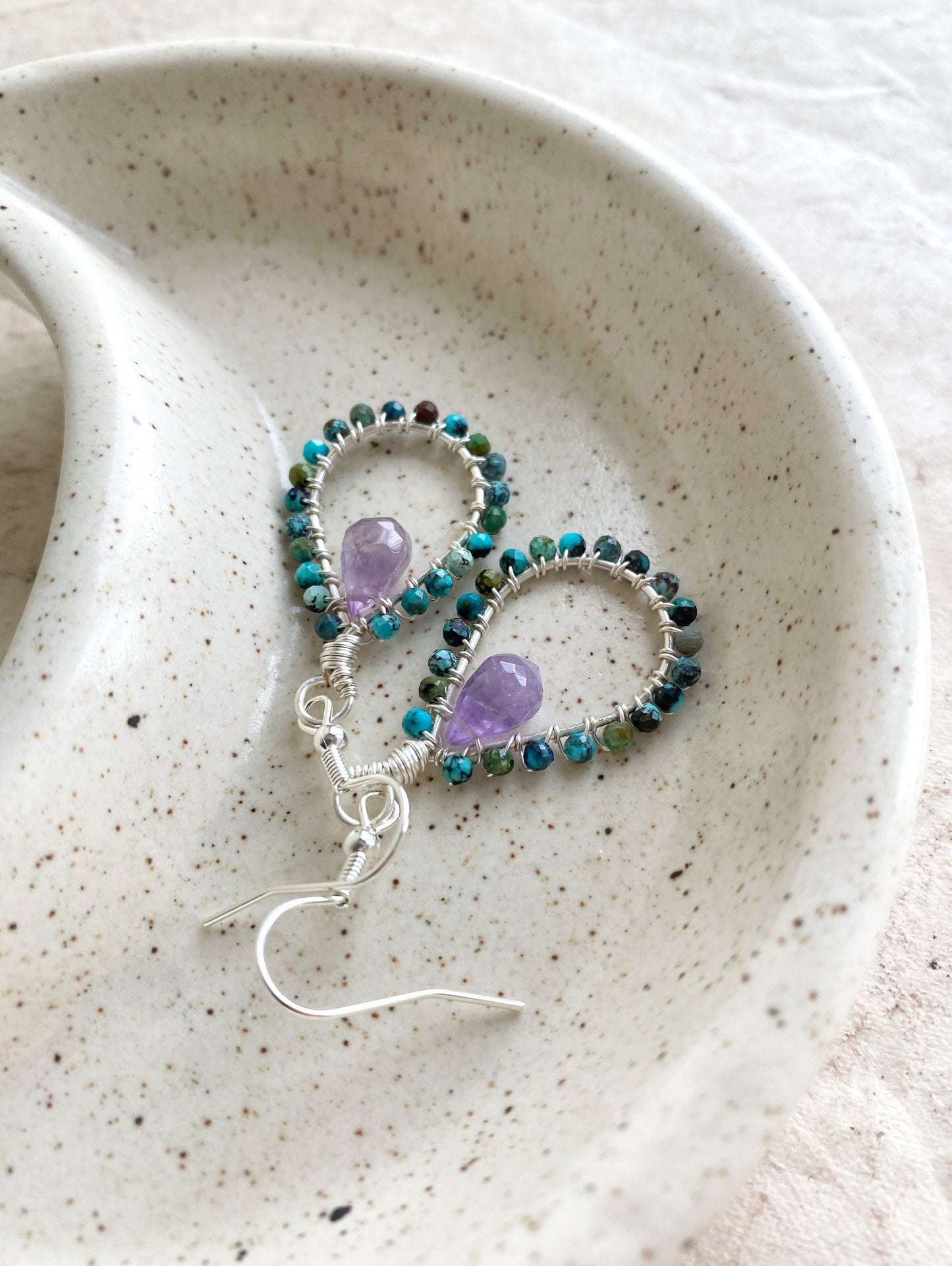 Turquoise and Amethyst Tudor Earrings