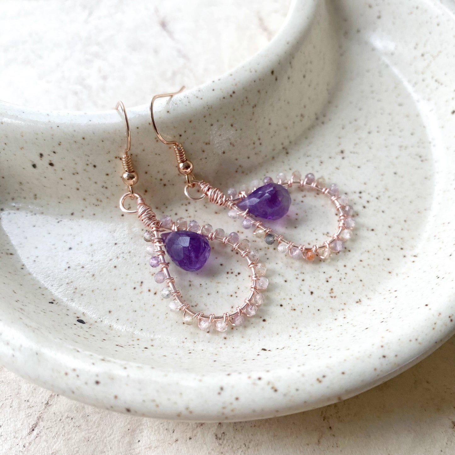 Auralite and Amethyst Tudor Earrings