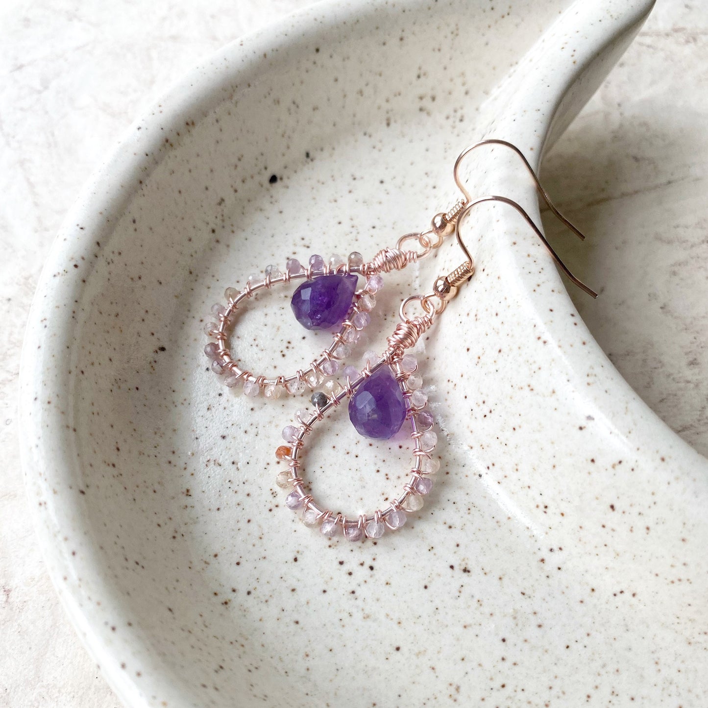 Auralite and Amethyst Tudor Earrings