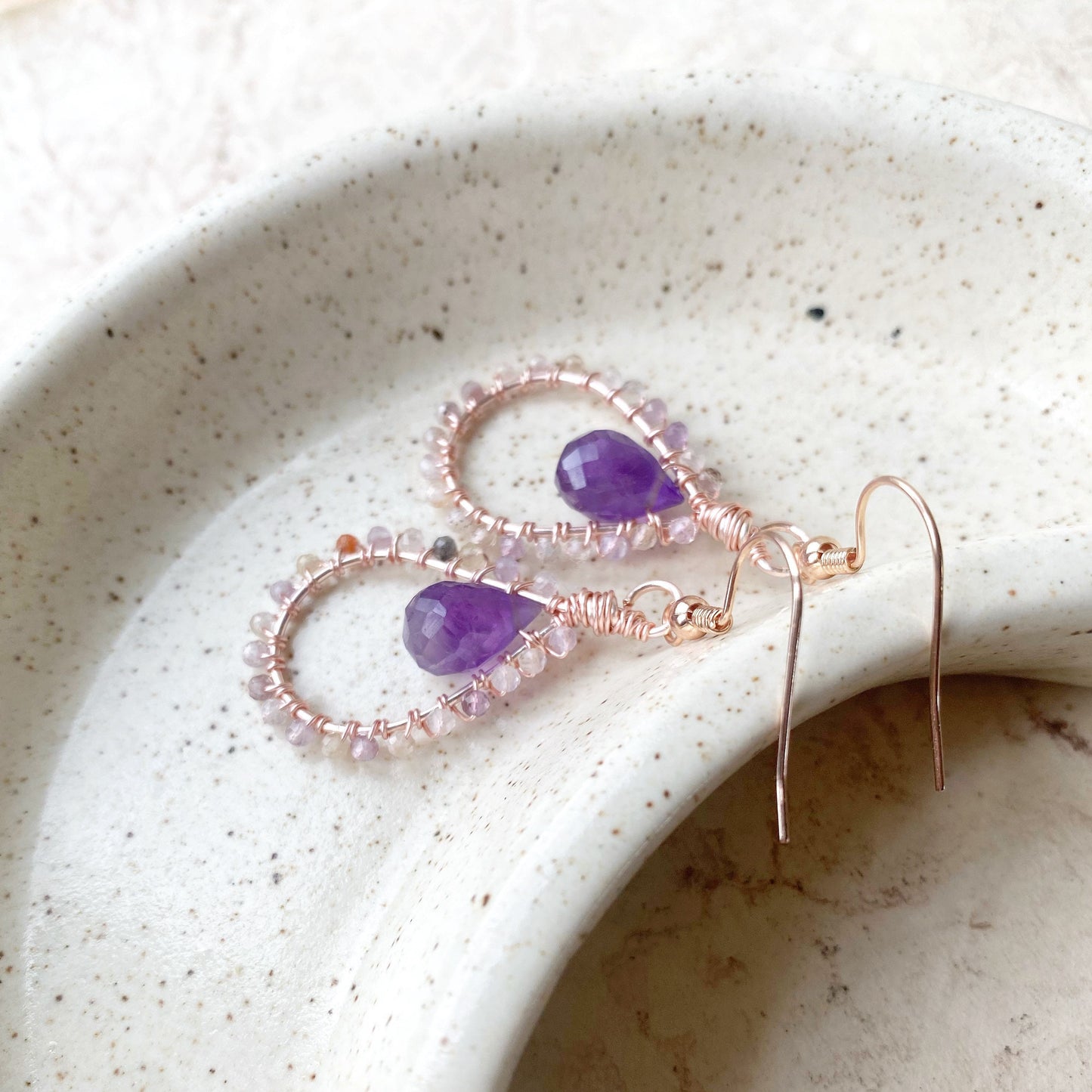 Auralite and Amethyst Tudor Earrings