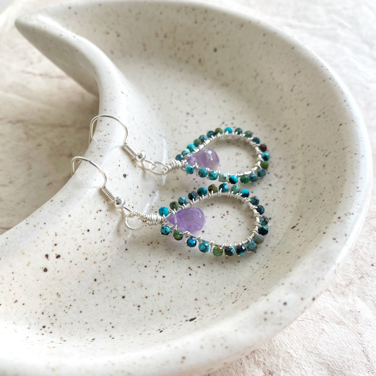 Turquoise and Amethyst Tudor Earrings