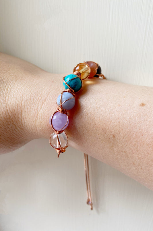 Chakra Adjustable Bracelet Rose Gold