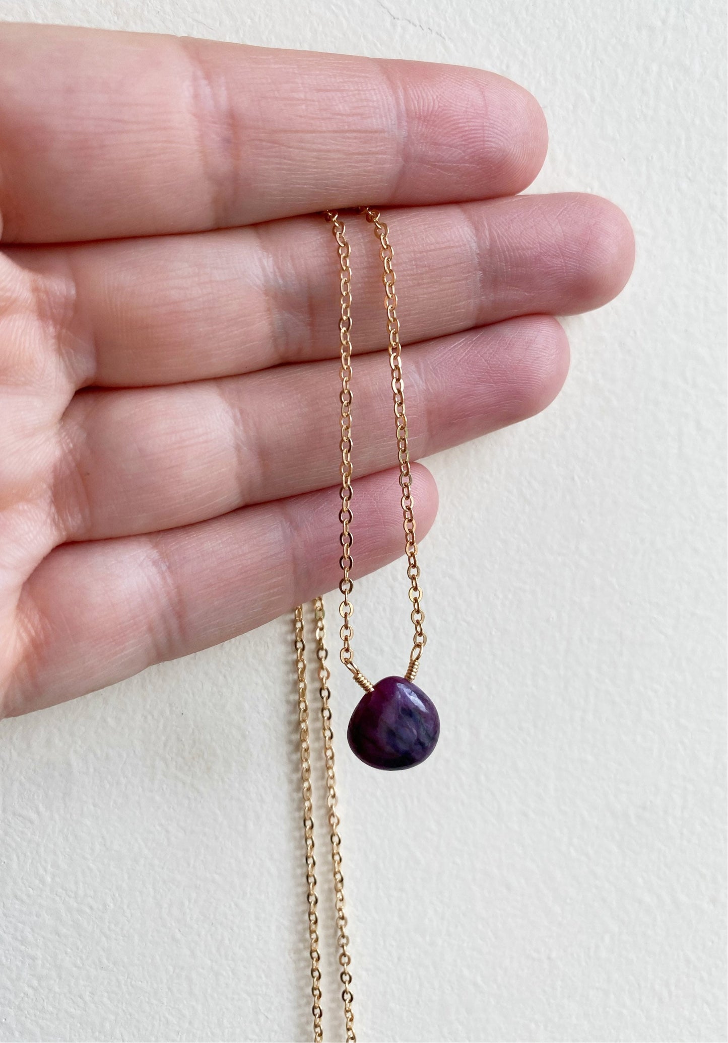Ruby Delicate Drop Necklace gold