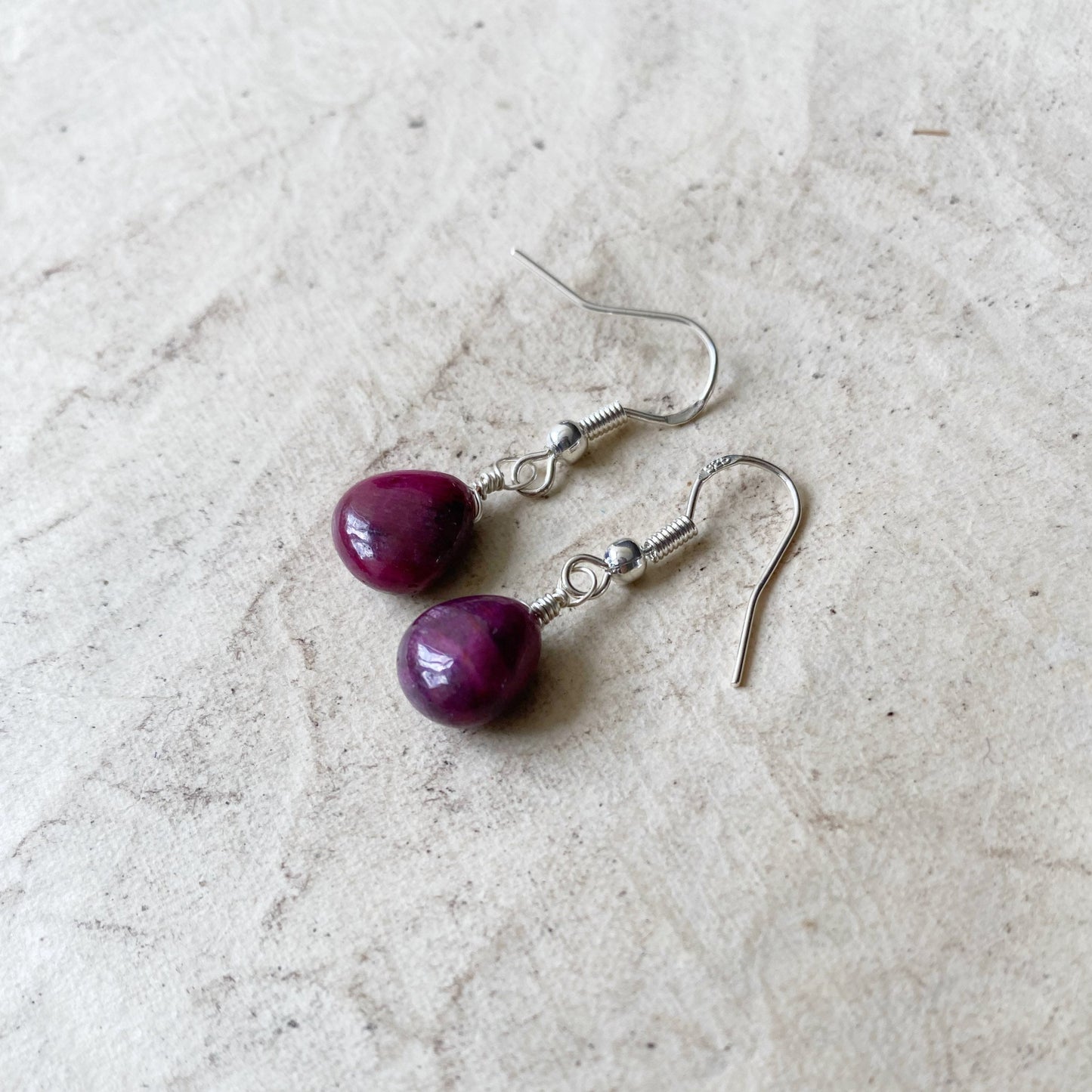 Natural Ruby Earrings in silver