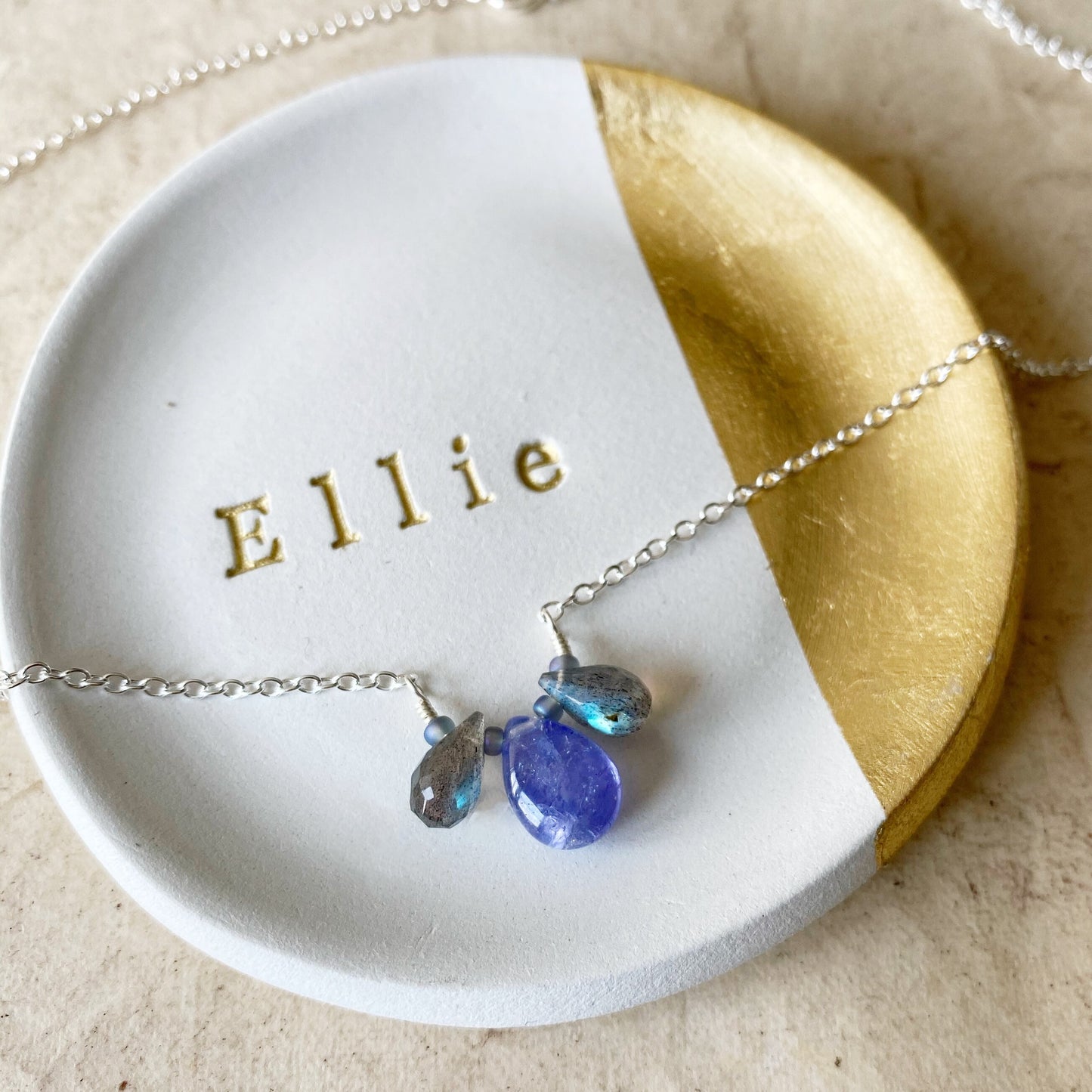 Tanzanite and labradorite necklace